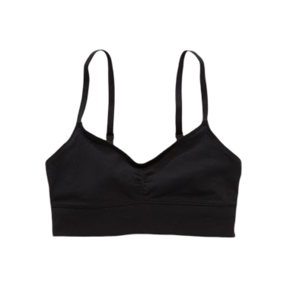 aerie Chill Play Move Cotton Bralette in black color